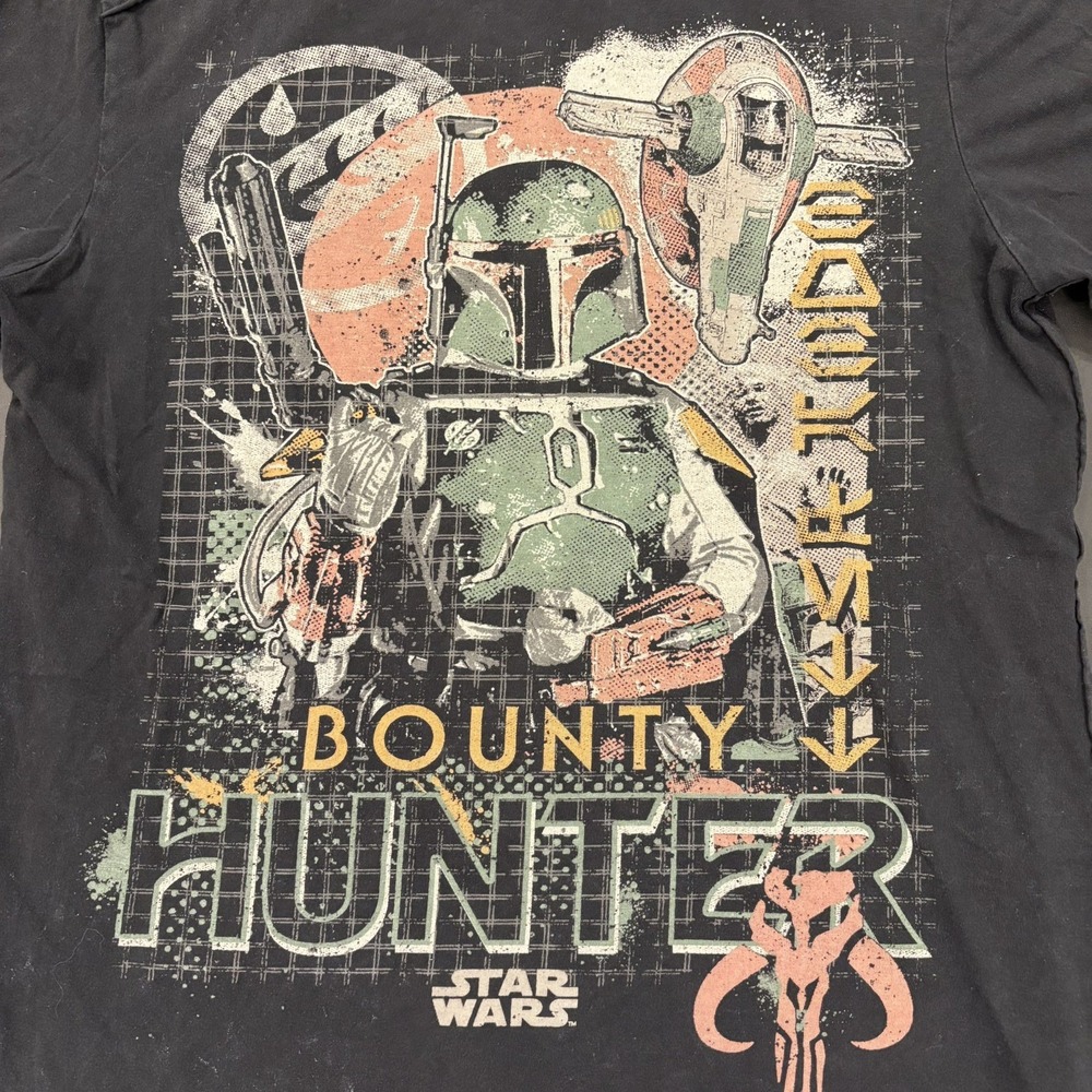 Disney parks men's Boba Fett distressed bounty hunter Star Wars T-shirt M - Picture 7 of 7